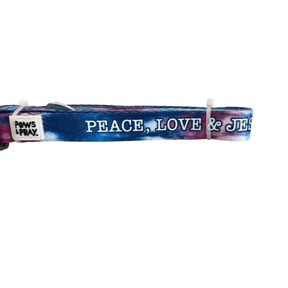 Kerusso Paws & Pray‎ 5Ft Pet Leash Peace Love Jesus w Loop Handle Tie Dyed NWT